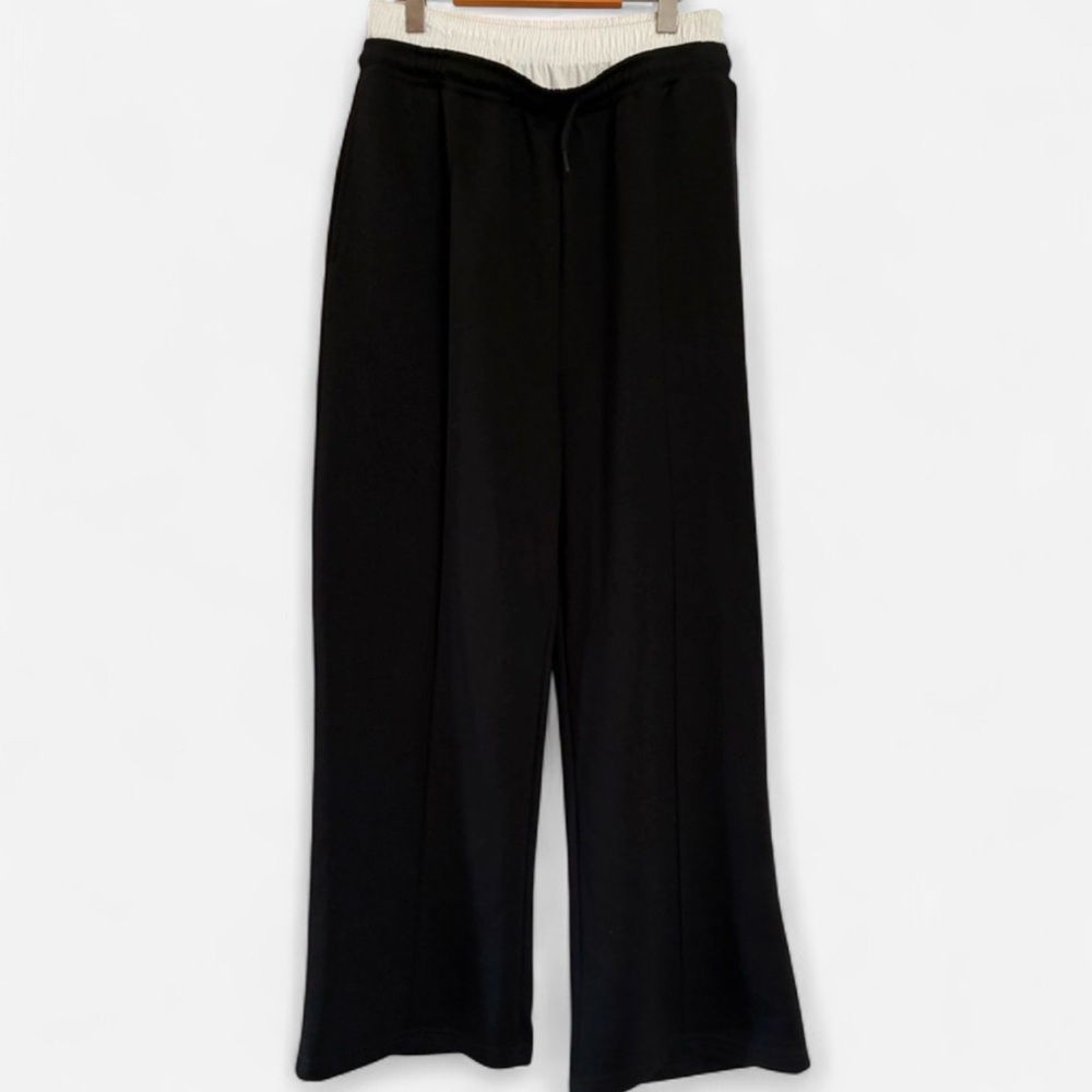 Zudio Double-waisted Black Wide-Leg Sweatpants XL NWOT
